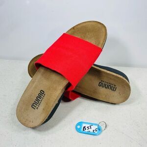 Munro American Red Fabric Stretch Mule Slide Slip On Wedge Sandal Women 6,5M